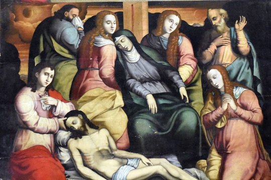 Acerenza (Potenza) - Cattedrale - dettaglio della Deposizione (Antonio Stabile -  1570)