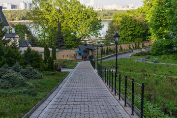 A stone walkway into the distance.