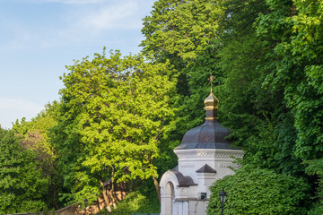 Kiev, Ukraine- May 04, 2019: The building with the Holy source of water in the Kiev-Pechersk Lavra.
