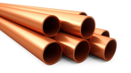 Fototapeta premium 3D rendering Industrial copper pipes