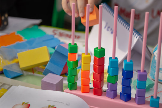 Multicolored Children's Logic Toys On The Table