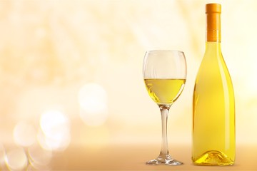 White wine glass  on  background