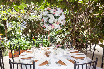 reception room, decorated table for the party