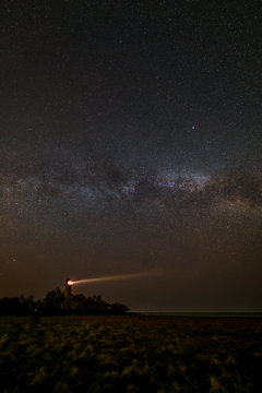 Lighthouse under the stars of spring