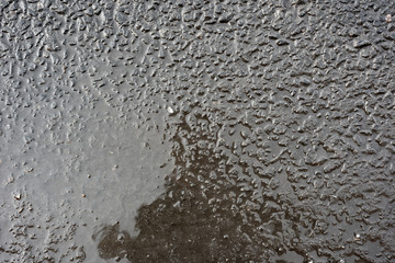 Surface wet asphalt on top