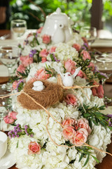 Centerpieces, decorated table for party reception