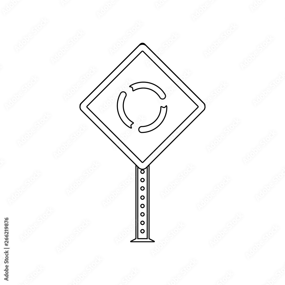 Poster roundabout ahead colored icon. element of road signs and junctions for mobile concept and web apps i