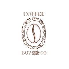 Coffee bean icon. Hand drawn doodle sketch vector symbol of coffee