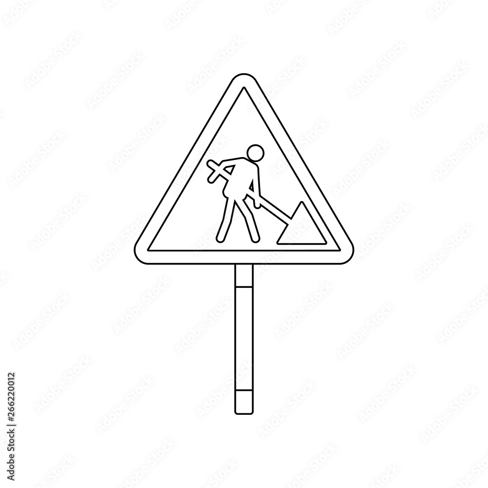 Poster roadworks sign colored icon. element of road signs and junctions for mobile concept and web apps ico