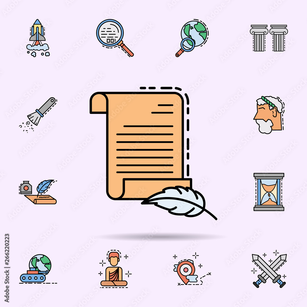 Poster ancient scroll, paper, parchment icon. universal set of history for website design and development, 