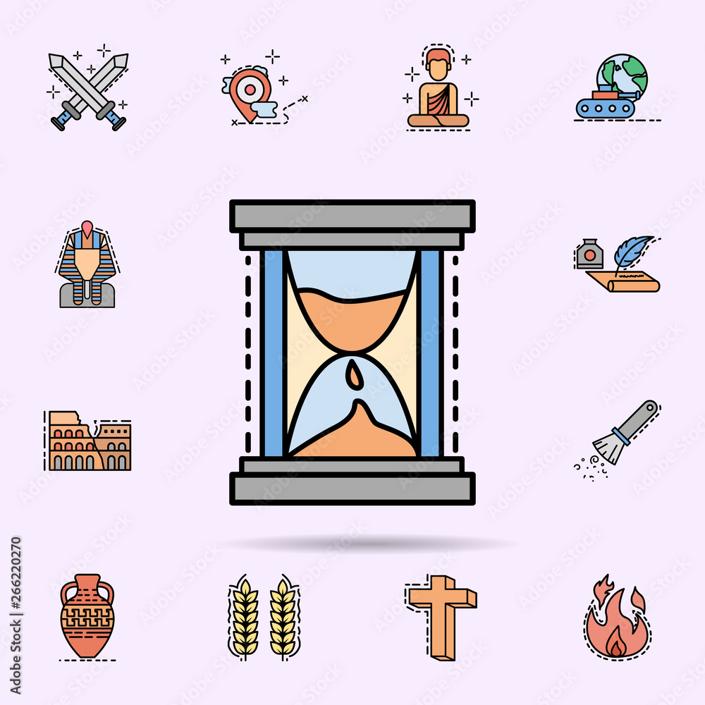 Poster hourglass, time and date icon. universal set of history for website design and development, app deve