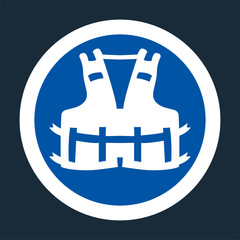 PPE Icon.Wearing a life jacket for safety Symbol Sign On black Background,Vector llustration