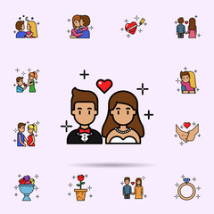 groom,bride, man, wedding icon. Universal set of love story for website design and development, app development