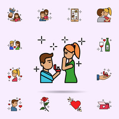 engagement, ring, wedding, proposal icon. Universal set of love story for website design and development, app development