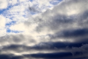 Dark forming clouds on a blue sky right before a rain shower