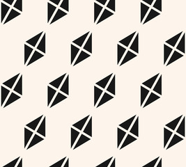 Vector monochrome geometric seamless pattern with small triangles, rhombuses