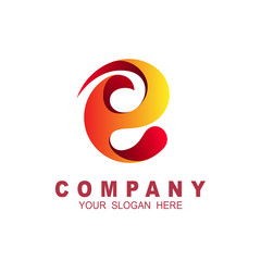 Initial letter e logo design in at sign form, 