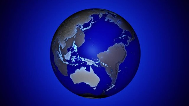Blue transparent 3d animated earth showing the borders of the country Tonga and the capital Nuku&rsquo;alofa in 4K resolution at daytime