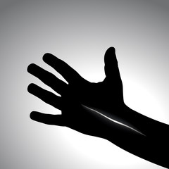 Injured hand. Transparent cut, concept of despair, suicide, death.
