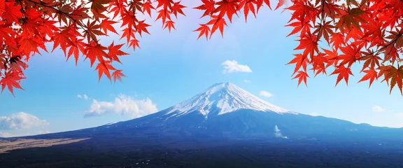 Papier Peint photo autocollant Mont Fuji Colorful Autumn Season and Mountain Fuji  Kawaguchiko is one of the best places in Japan