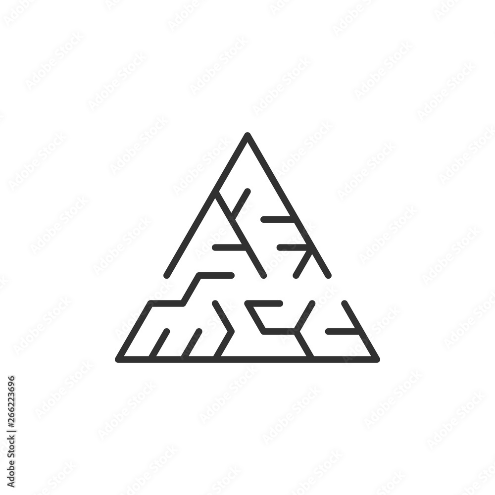 Poster circular maze that is in the form of a triangle. vector illustration isolated on white background