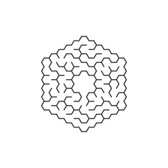 circular labyrinth in the shape of a hexagon. Vector illustration isolated on white background