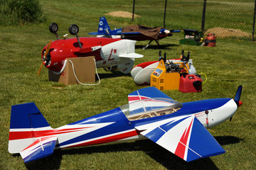 Preparation area at a radio controlled aircraft flying club airfield