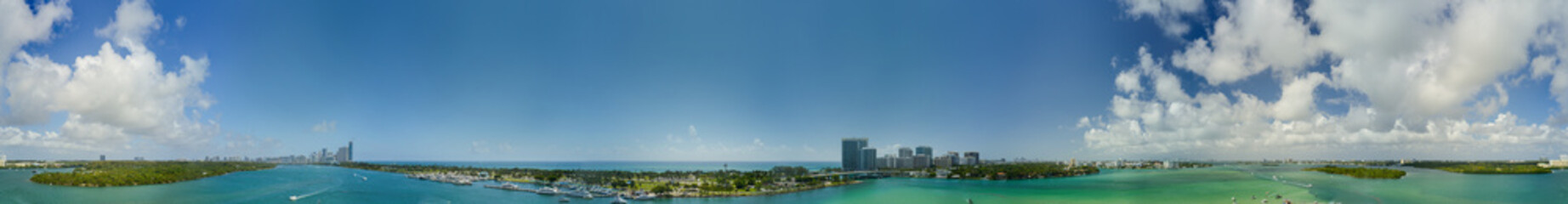 Aerial panorama sky over Miami Beach