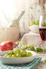 Ripe grapes and delicious wine