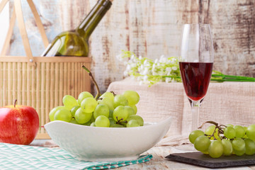 Ripe grapes and delicious wine