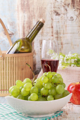 Ripe grapes and delicious wine