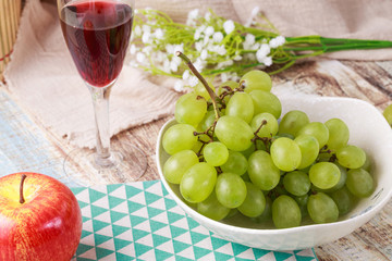 Ripe grapes and delicious wine