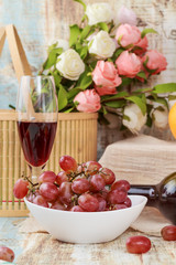 Ripe grapes and delicious wine