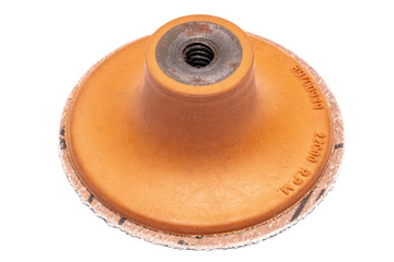 Quick change discs holder on white bsckgrounf. Roloc holder. Isolated on white