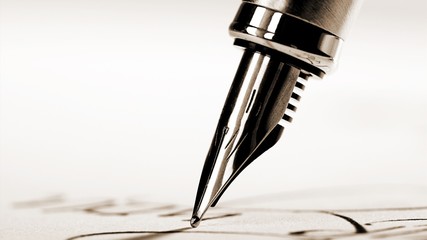 Fountain pen on  handwritten on background