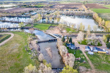 diversion dam on a river at Colorado foothills