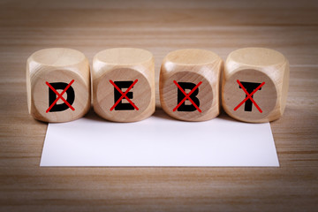 Wooden Blocks With No Debt Concept