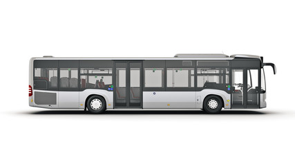 white city bus. 3d rendering