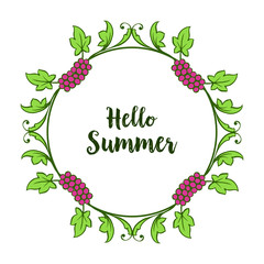 Vector illustration beauty of leaf bouqet frame for hello summer text