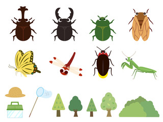 かわいい夏の昆虫イラスト素材