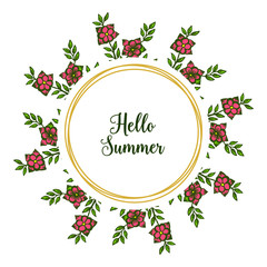 Vector illustration various ornate of red flower frame for banner hello summer