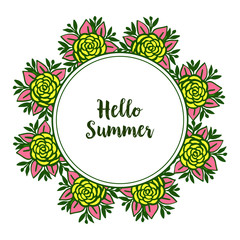 Vector illustration banner hello summer for various crowd colorful flower frame