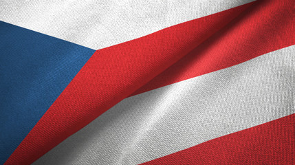 Czech Republic and Austria two flags textile cloth, fabric texture
