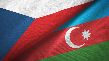 Czech Republic and Azerbaijan two flags textile cloth, fabric texture