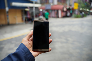 man using digital tablet