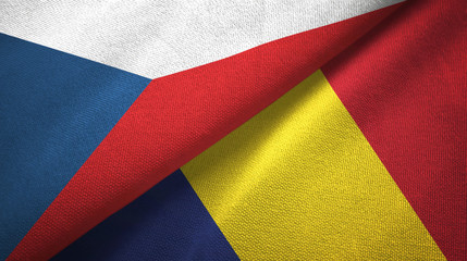 Czech Republic and Chad two flags textile cloth, fabric texture