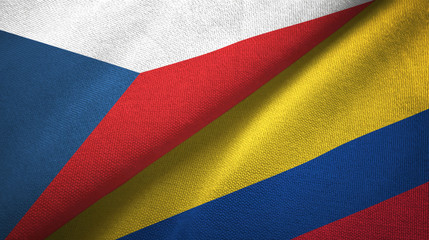 Czech Republic and Colombia two flags textile cloth, fabric texture