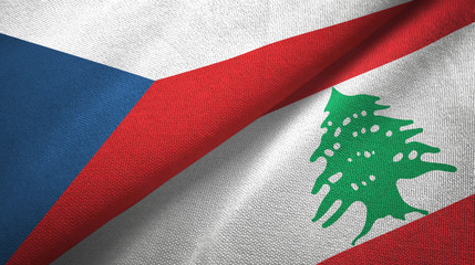 Fototapeta premium Czech Republic and Lebanon two flags textile cloth, fabric texture