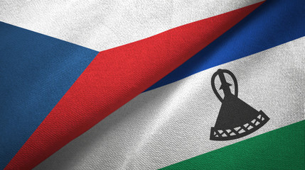 Czech Republic and Lesotho two flags textile cloth, fabric texture