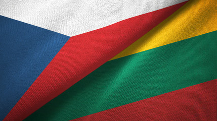 Czech Republic and Lithuania two flags textile cloth, fabric texture